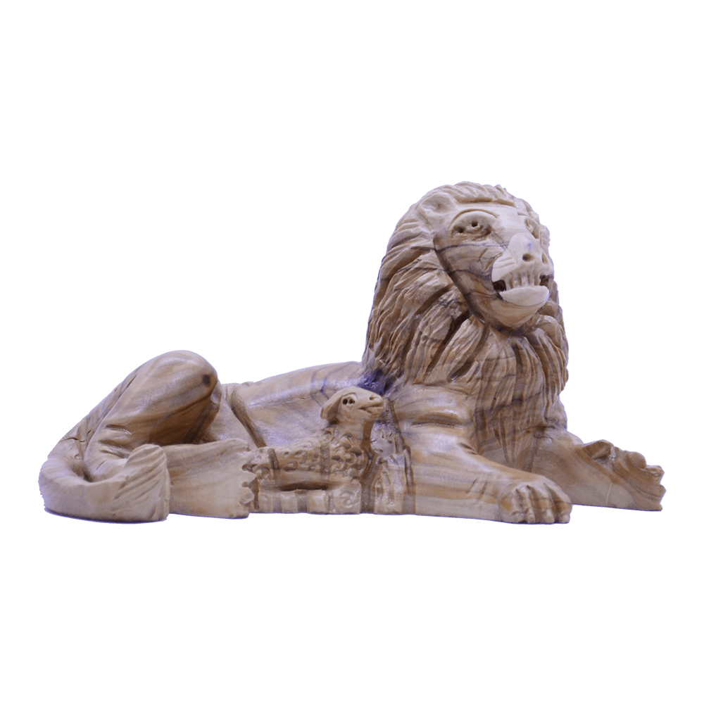 A Fully Hand Carved unique piece Lion with the lamb