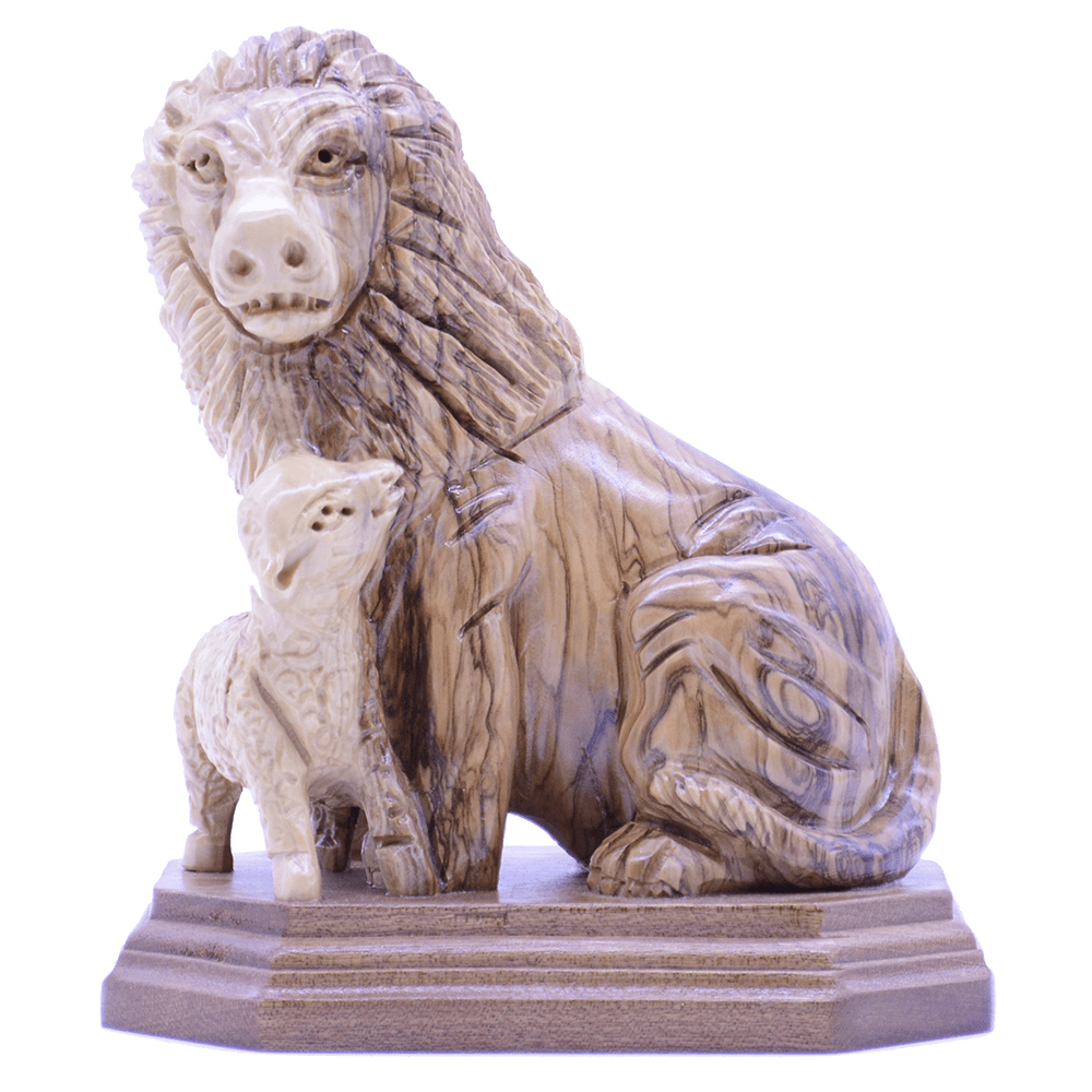 A Fully Hand Carved unique piece Lion with the lamb