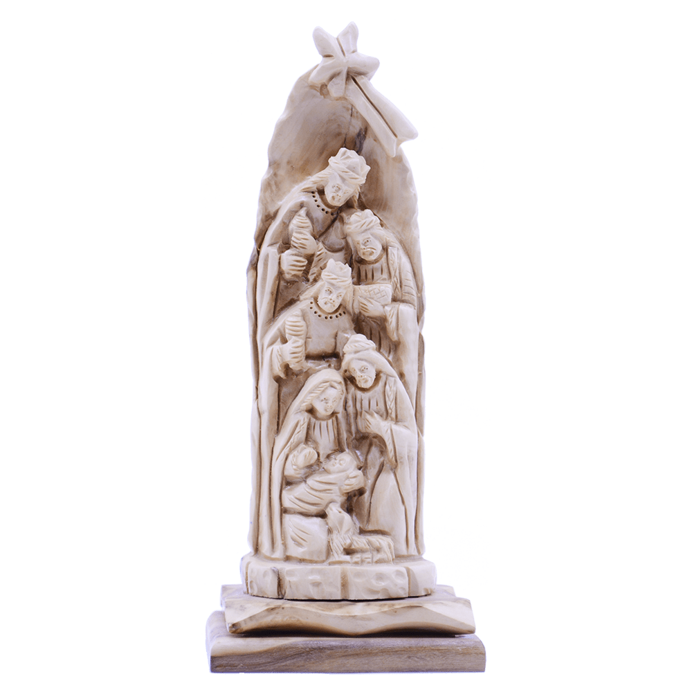 A Fully Hand Carved detailed Master piece The Holy Family with the three Kings
