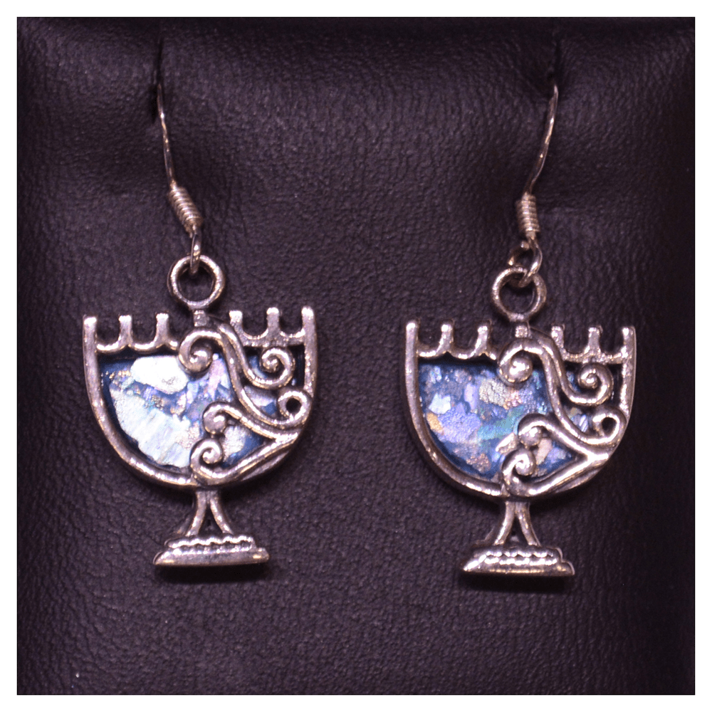 Menorah with Roman Glass