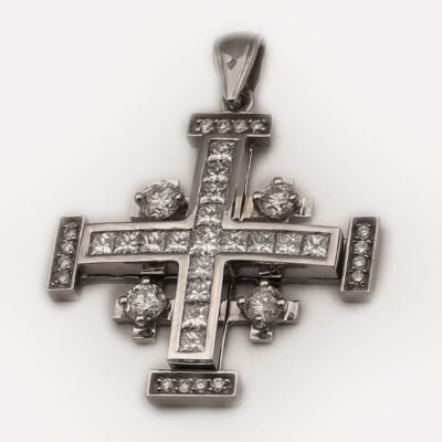 Big Jerusalem Cross Princess Cut with 4 Stones