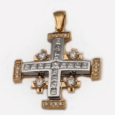 Big Jerusalem Cross Princess Cut with 4 Stones