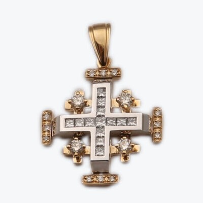 Small Jerusalem Cross Princess Cut With 4 Stones