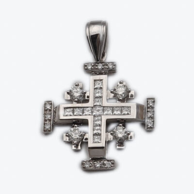 Small Jerusalem Cross Princess Cut With 4 Stones