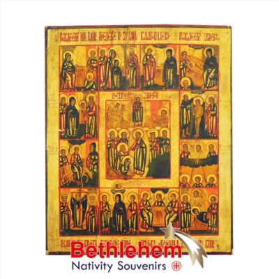 The Calendar Icon. Old Russian Icon from the 19th century