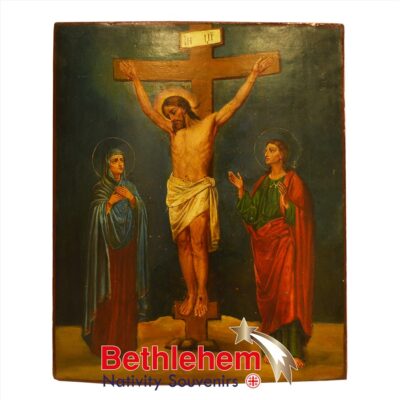 The Crucufixion Icon. Old Ukranian Icon from the 19th century