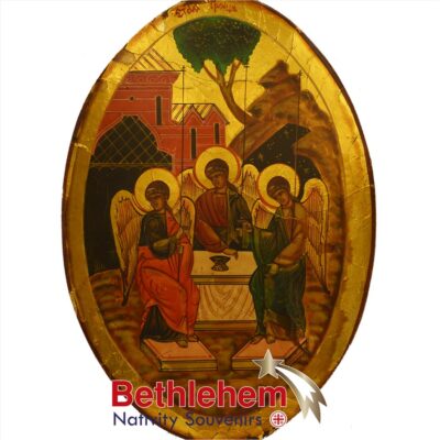 The Holy Trinity Icon the Hospitality of Abraham. Old Russian Icon from the 20th century