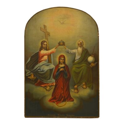 Coronation of Mary Icon. Ukranian Icon from the early 19th century