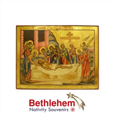 The Epitaphios Burial of Christ Icon. Old Russian Icon from the 19th century