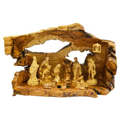 An Authentic Nativity Cave with a fully hand carved very detailed figures