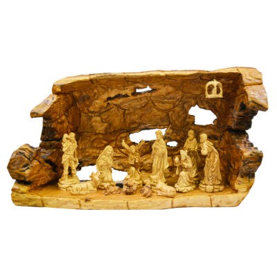An Authentic Nativity Cave with a fully hand carved very detailed figures