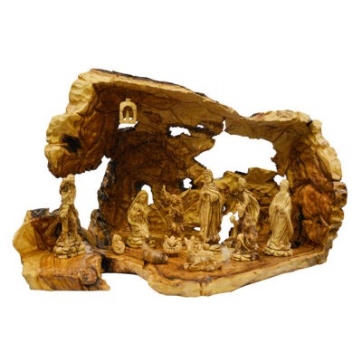 An Authentic Nativity Cave with a fully hand carved very detailed figures
