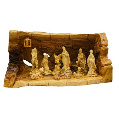 An Authentic Nativity Cave with a fully hand carved very detailed figures
