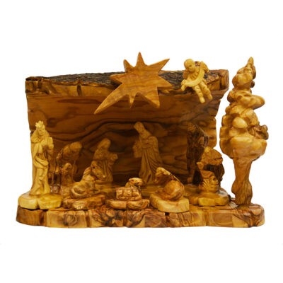 An Authentic Nativity Cave with a fully hand carved very detailed figures
