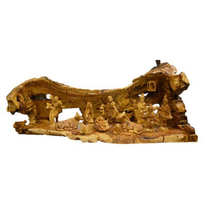 An Authentic Nativity Cave with a fully hand carved very detailed figures