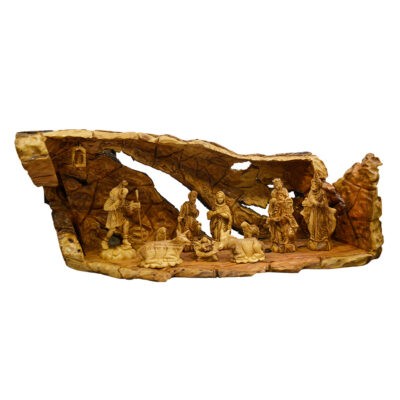 An Authentic Nativity Cave with a fully hand carved very detailed figures